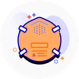 Medical face mask icon illustration representing healthcare safety, infection prevention, surgical protection, and hospital hygiene practices.