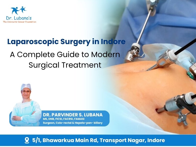 Dr PS Lubana explaining advanced laparoscopic surgery in Indore with minimally invasive surgical instruments performing abdominal surgery.